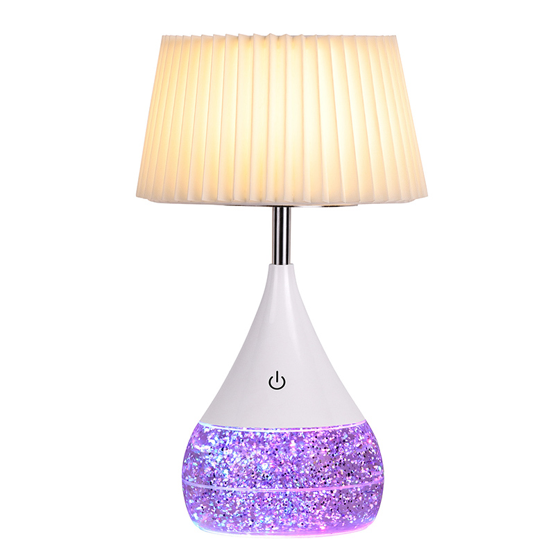 Fabric Shade ပါသော Glitter Liquid LED Desk မီးအိမ်