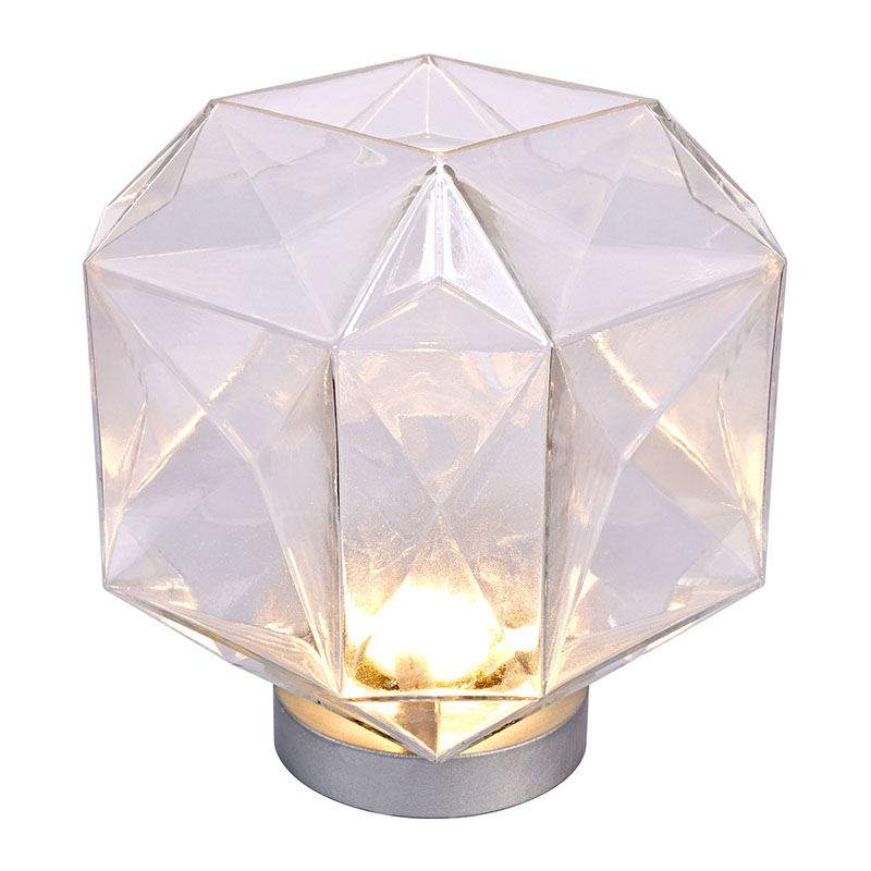 Prismatic Glass Shade ပါရှိသော LED စားပွဲတင်မီးအိမ်