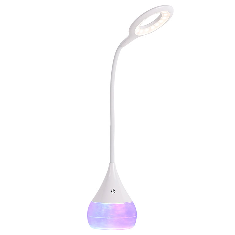 RGB Cloudy Liquid Base LED Desk Lamp သည် ချိန်ညှိနိုင်သော Shade ပါရှိသည်။