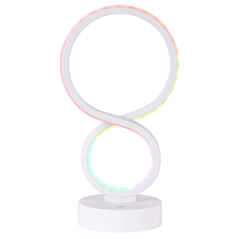 8 အရိပ်နှင့်အတူ RGB အလင်း LED စားပွဲတင်မီးအိမ်